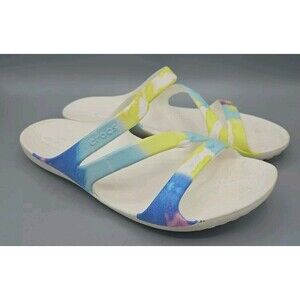 Women’s Crocs Kadee Graphic Tye Dye Sandal - White / Women 10